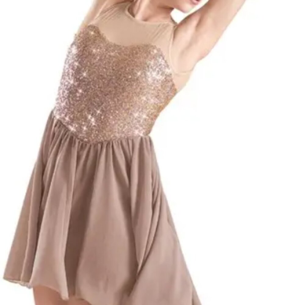 Weissman Gold and Brown Sequin Dress